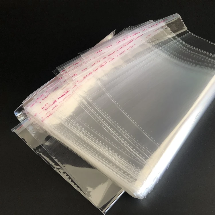 Stock of all sizes self-adhesive seal transparent OPP resealable plastic bag photo jewelry bags