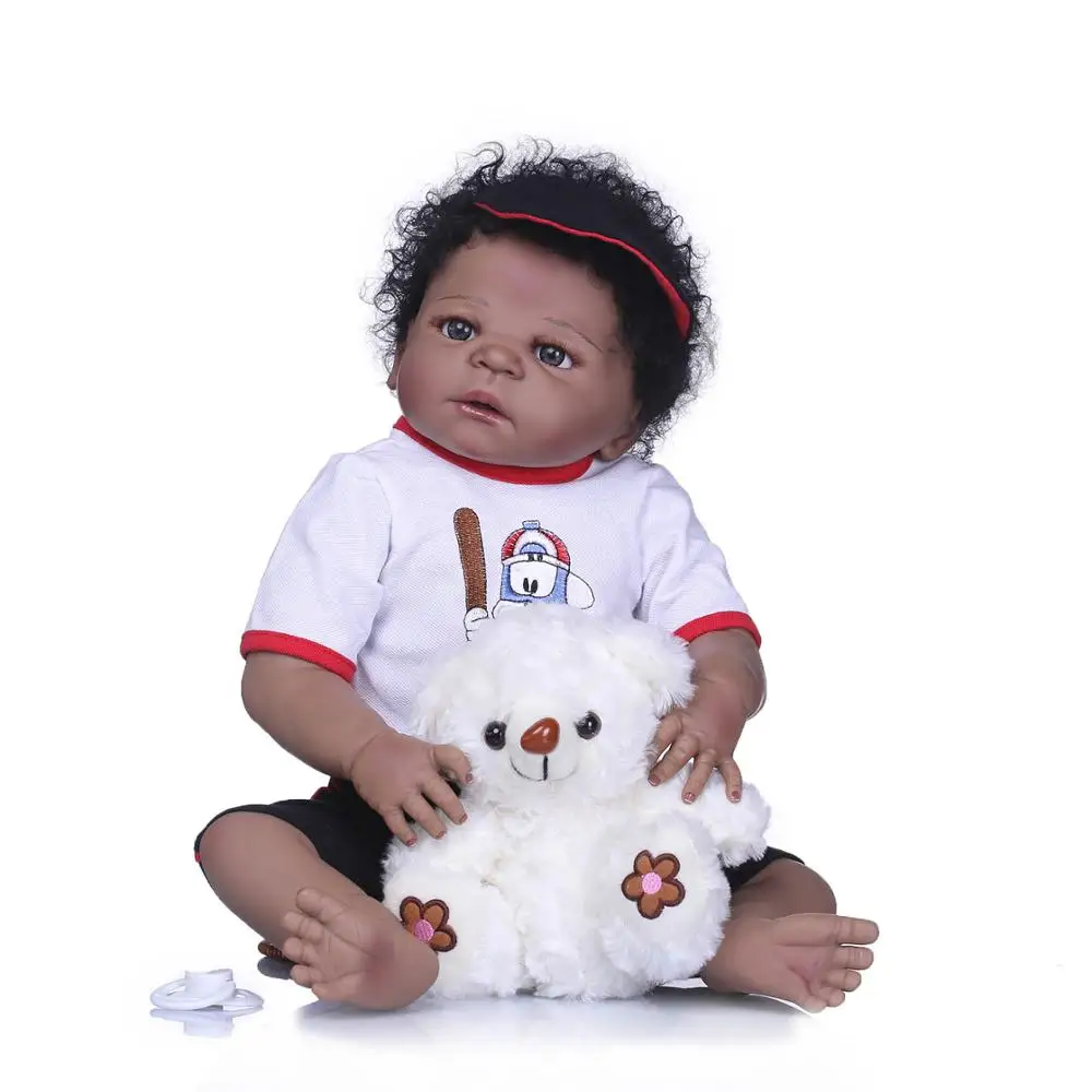 Африка Bebe reborn Menina de silicone baby doll реалистичные для новорожденных
