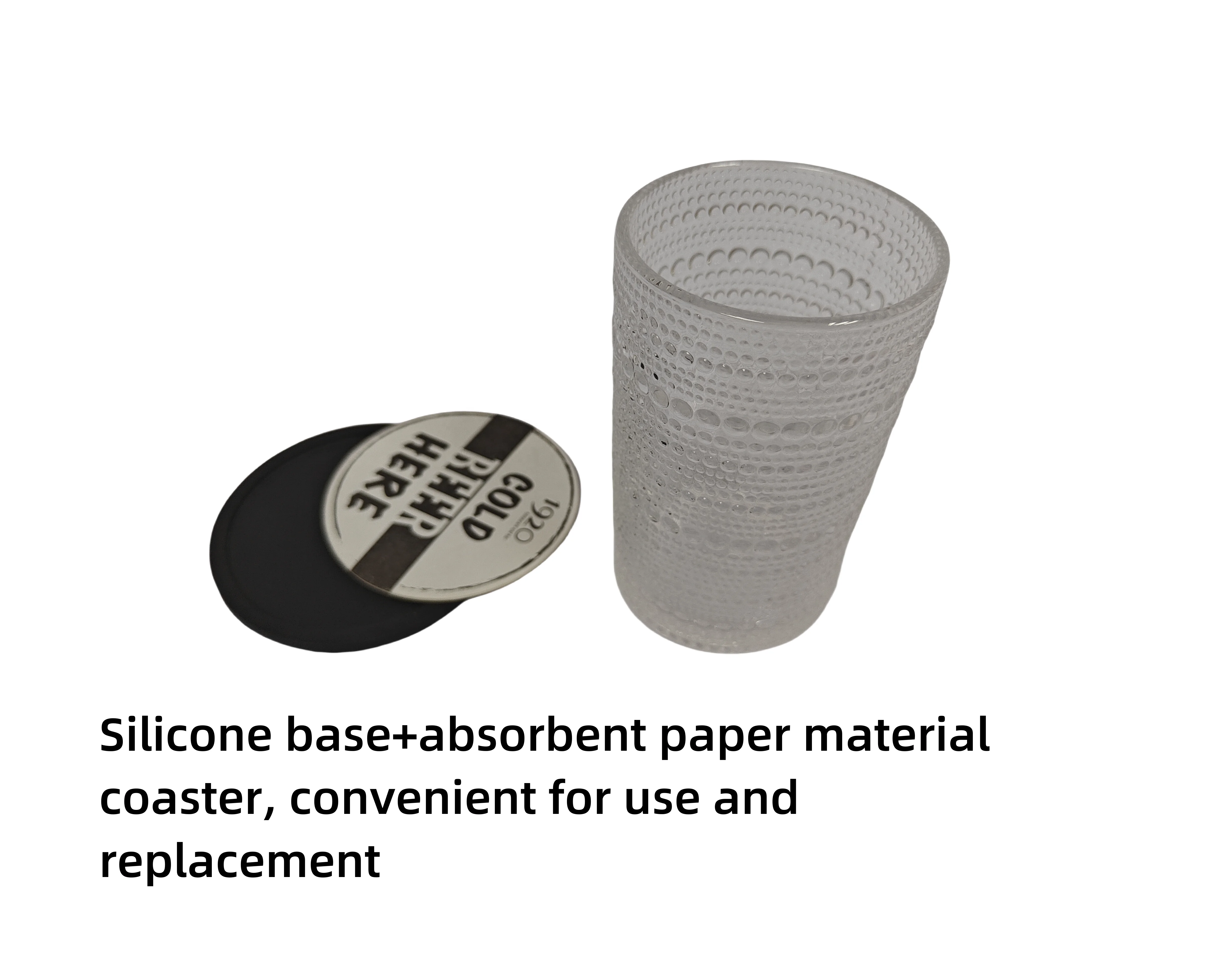 OEM&ODM  Printed Absorbent Pulp Board Paper Placemat Coffee Coasters Beer Drink Coasters with Silicone Base