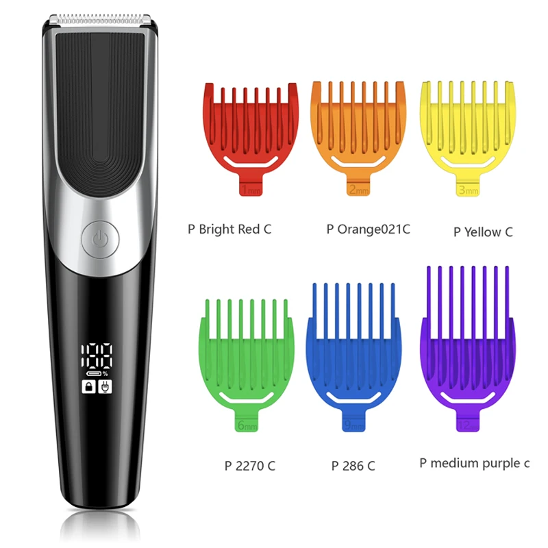 Перезаряжаемая Парикмахерская Машинка для стрижки бороды, беспроводной триммер для ухода за волосами, мужской триммер для бороды с переключателем и светодиодным дисплеем
