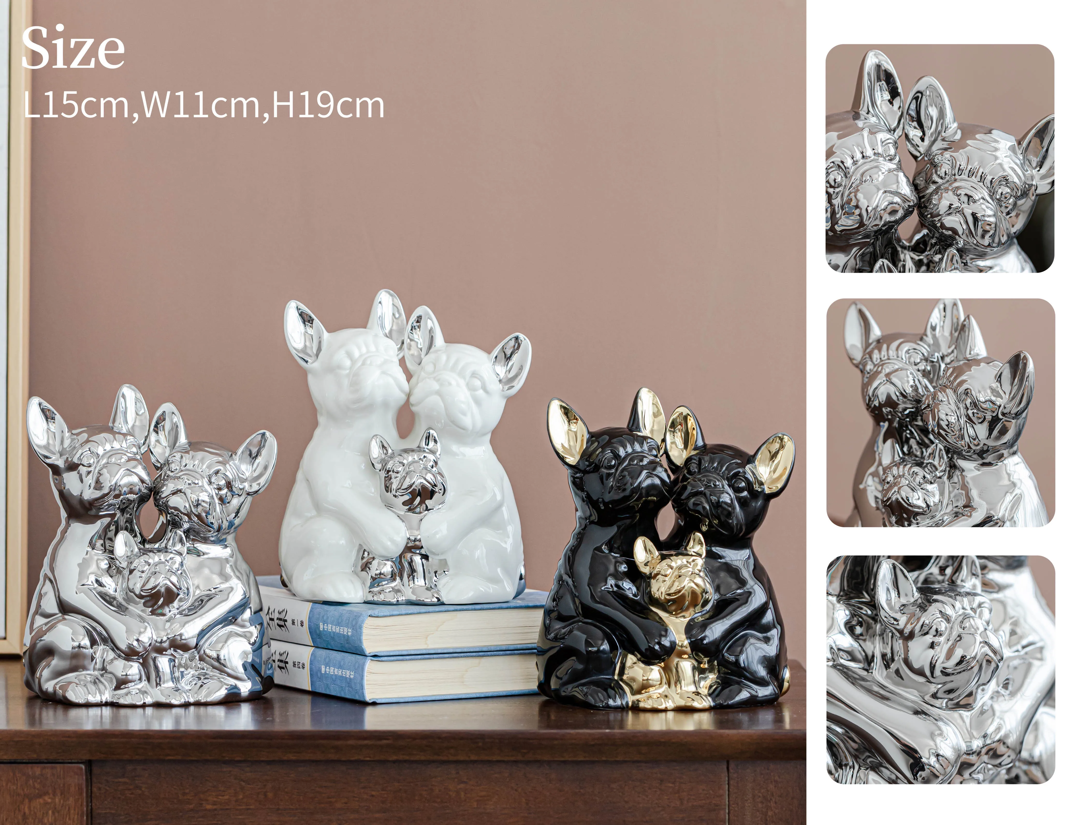 Animal Family Home Decor Dogs Bull Dog Statue Art French Bulldog Figurine
