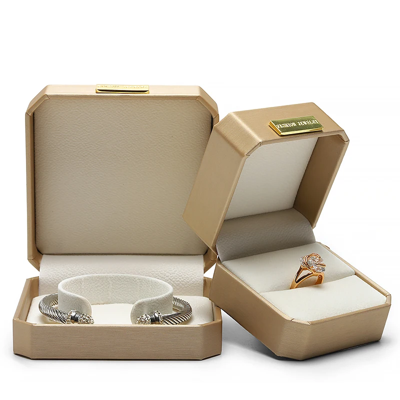 Wholesale PU Leather Ring Pendant Bangle Bracelet Necklace Boxes  Ornament Gift Custom Storage Jewelry Box Logo