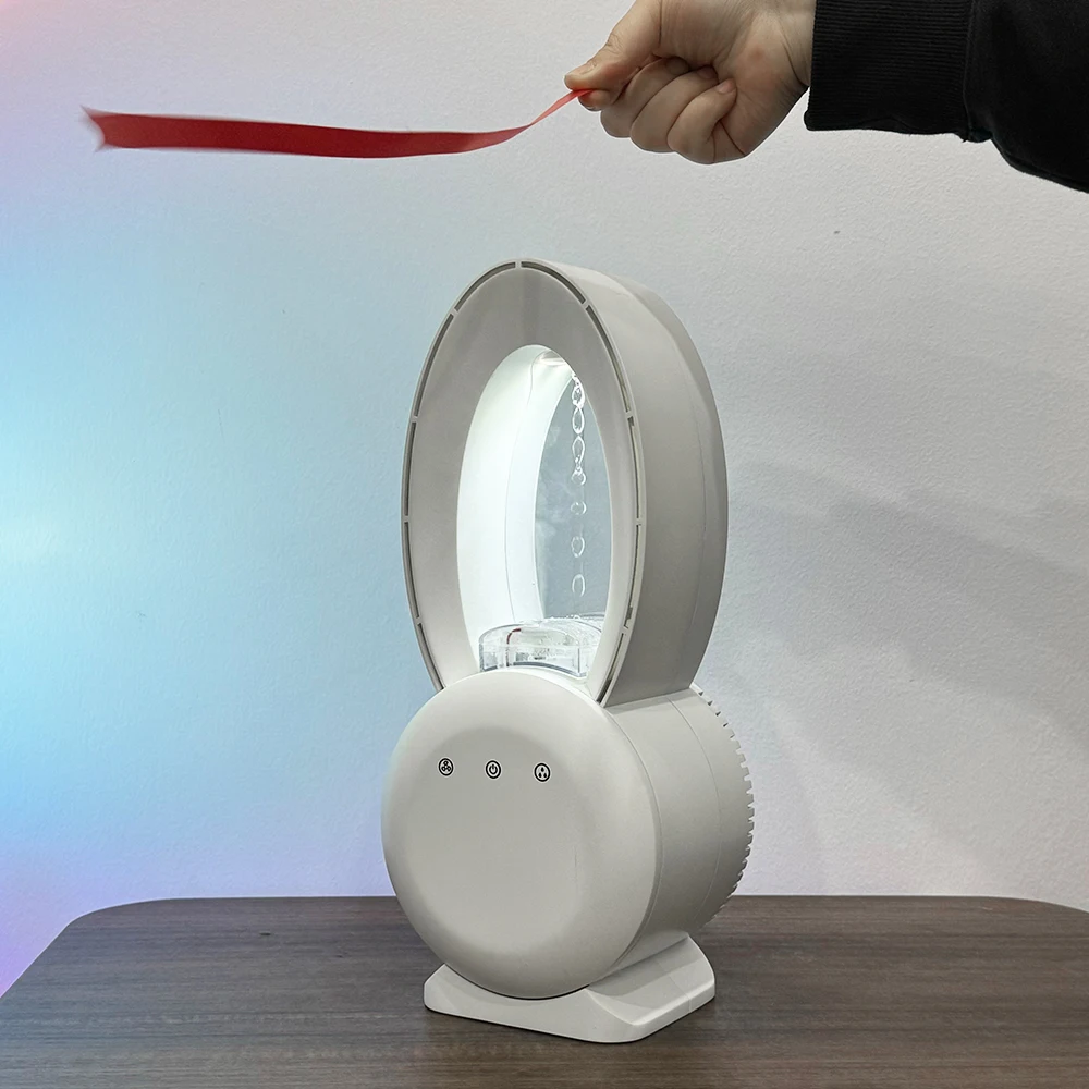 new idea 2024 original manufacturer cool mist fog maker 200ml water tanks portable cooling fans with anti gravity humidifier