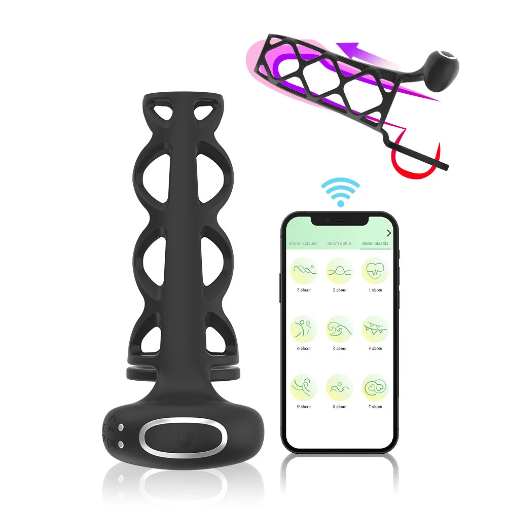HM APP Cock Ring Time Delay Sperm Locking Penis Ring Massager Wireless Remote Control Vibrating Cock Ring For Men