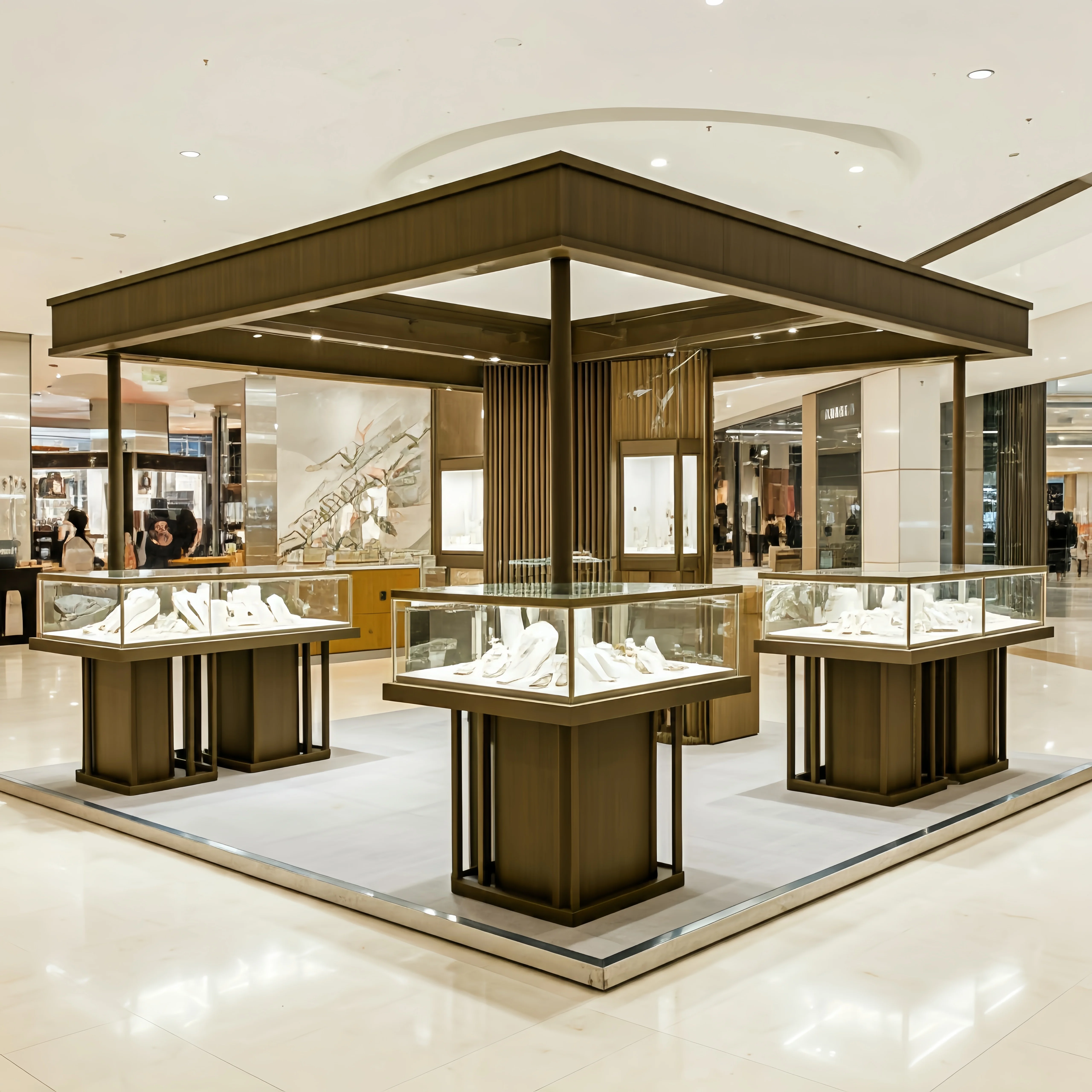 SUNDO luxury Diamond Jewelry brand counters custom logo material jewelry kiosk Fine Jewellery Display Area exhibitions booth