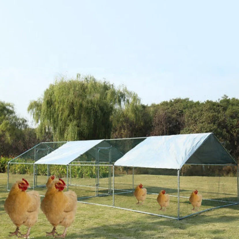 
Duck Chickens Cat Rabbit Run Pets Enclosure Cages Metal Tubes with Roof Sunshade 