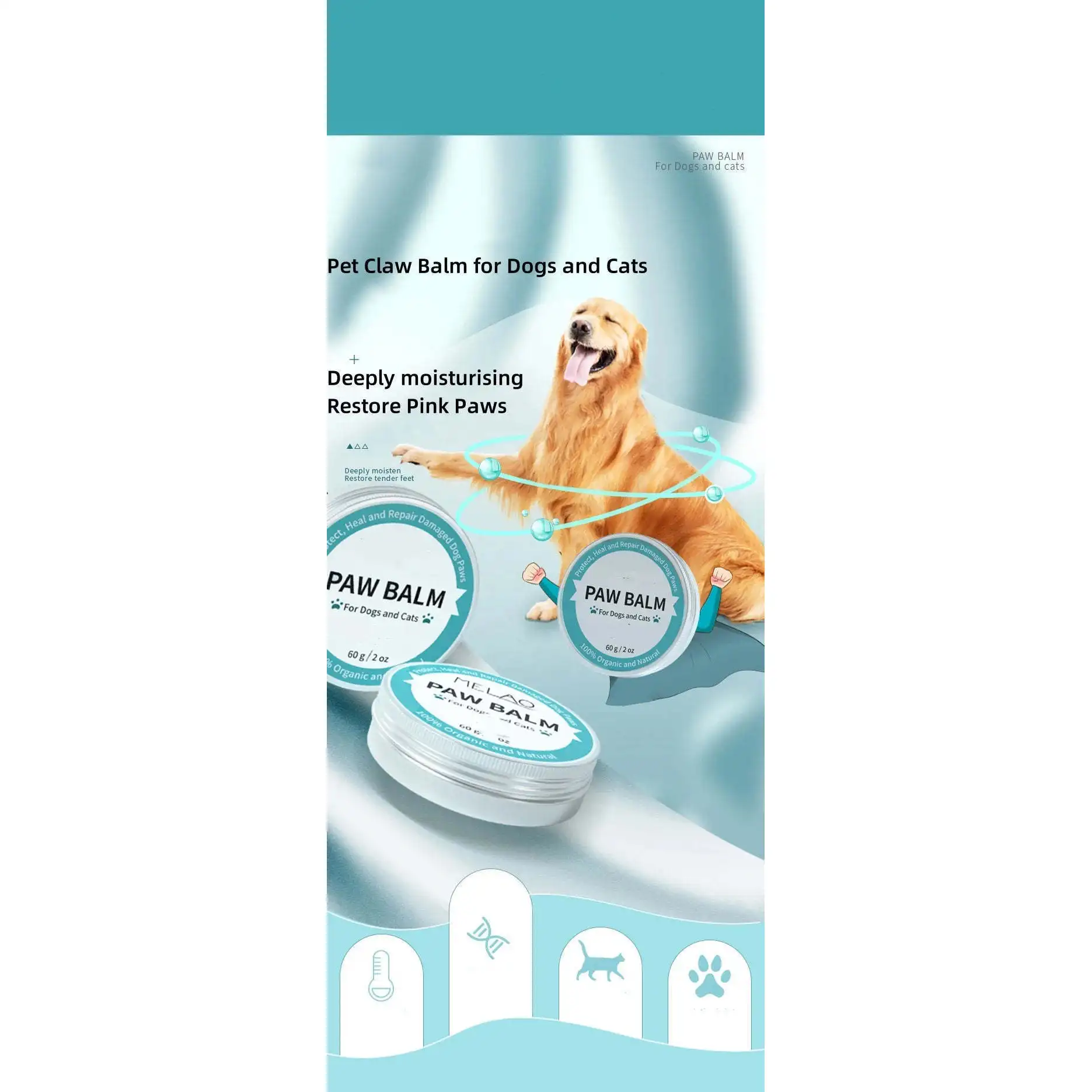 USMILEPET Factory Direct Natural Revitalizing Dog Paw Balm Protect Nourish and Repair Paws Moisturizing Dog Paw Balm  for Pets
