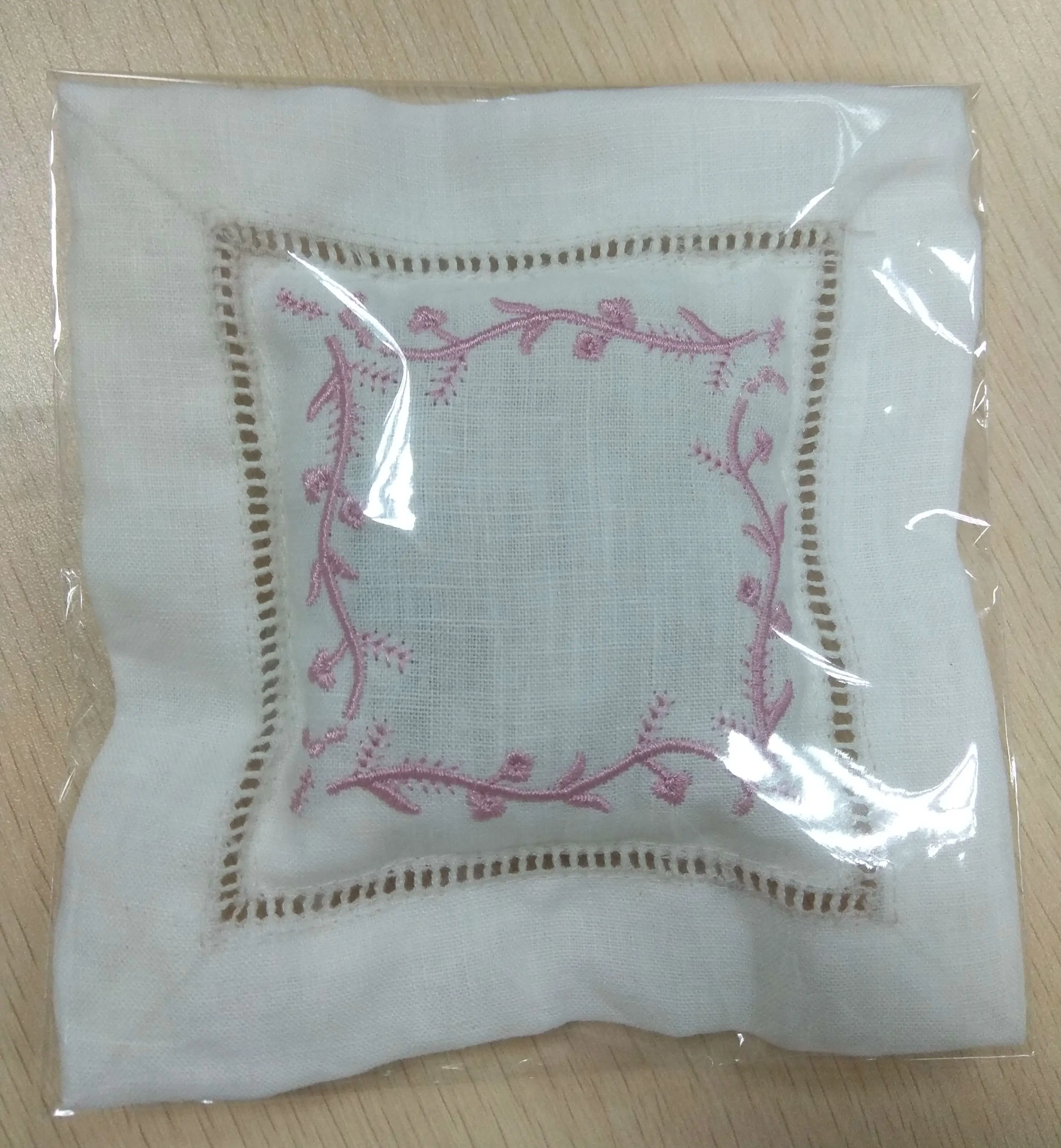 100% pure linen hand hemstitch custom embroidery lavender sachet bag/pillow
