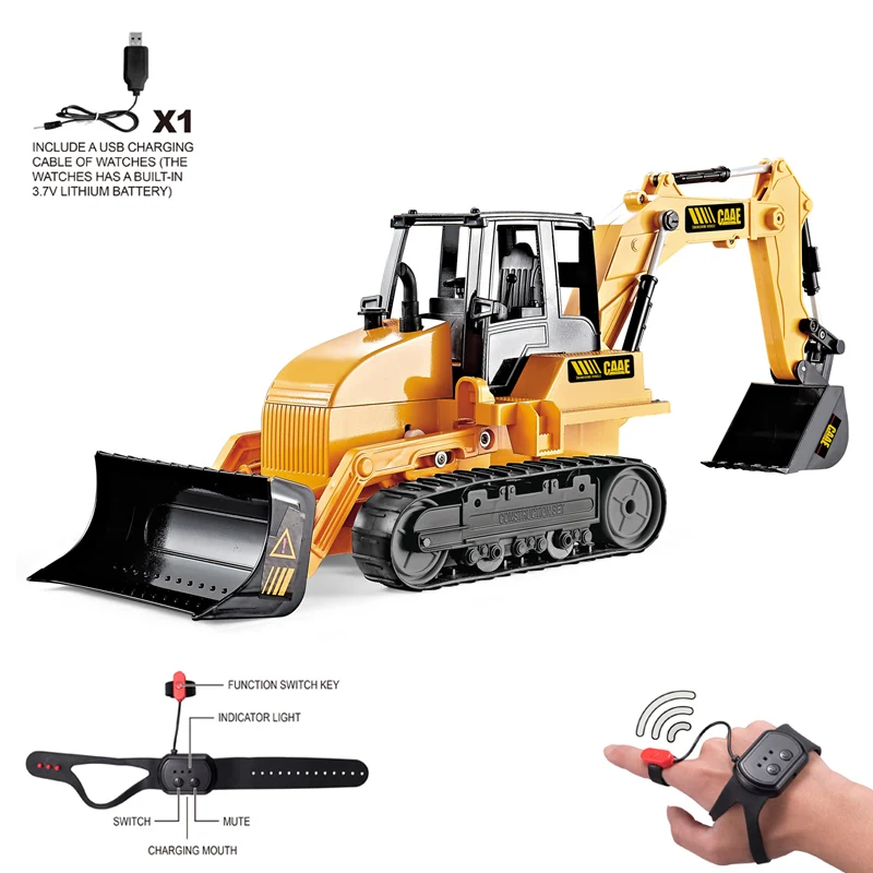 2.4G 1:45 Scale Manual Wireless Remote Control Six-Way Crawler Excavation Loading Engineering Vehicle Model Toy Rc Excavator Car