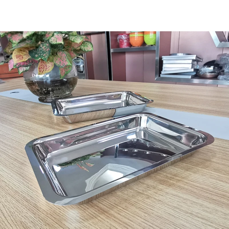 Customized OEM Manufacturer Wholesale Stainless Steel Mirror Polished Rectangular Deep Plate Tray