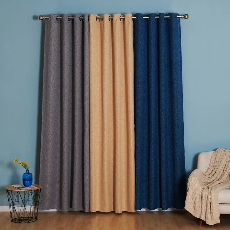 Decorative Fabric Window Curtains Patterns Faux Linen Blackout