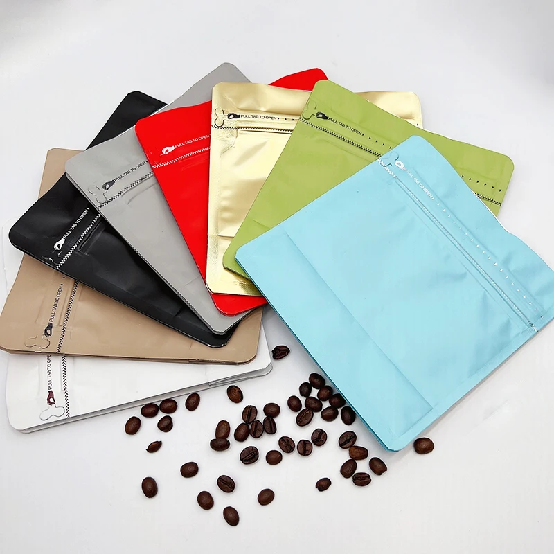 Avocado Green Square Flat Bottom Zipper Bag Packaging Kopi 250g 500g Coffee Bean Pouches