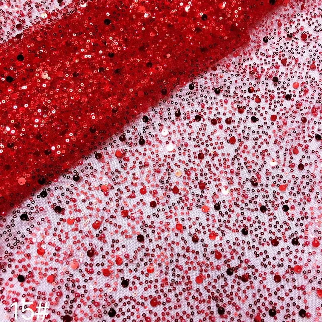 Wholesale price sequined and beads net lace fabric for party dress LT21530