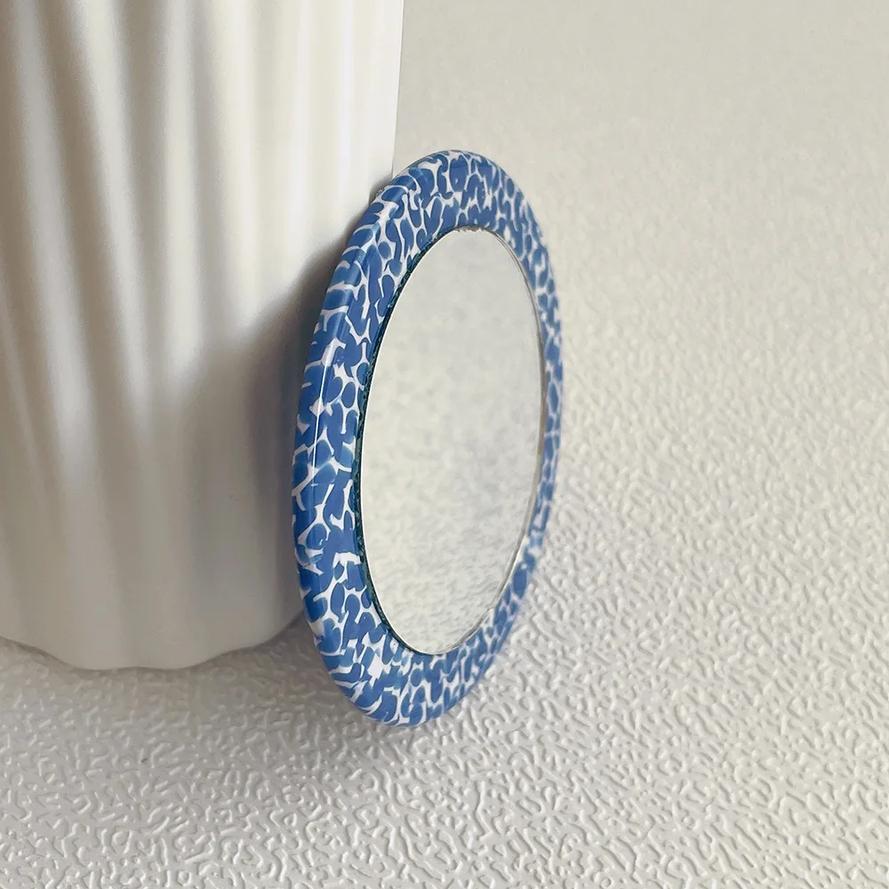 Hot Selling Retro Acetic Acid Round Mirror Design Geometric Acetic Acid Pattern Makeup Mirror High Quality Wholesale Mirror