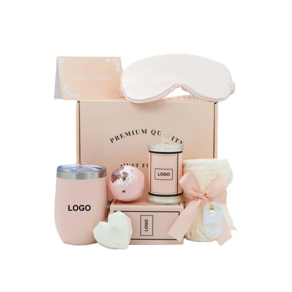 OEM Custom Spa Birthday Aromatherapy Gift Stainless Steel Tumbler Scented Candle Handmade Soap Bath Bombs Kit for Women Gift