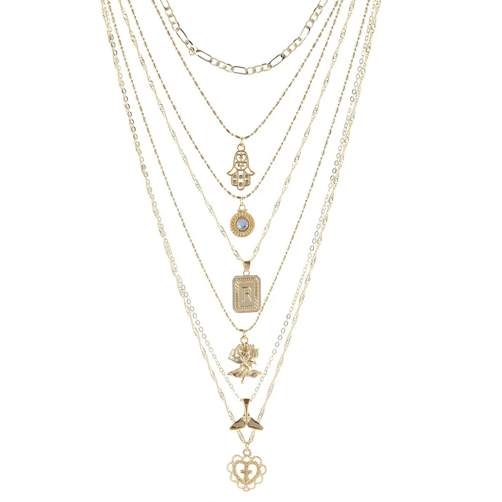 New Look Custom Pendant Multi-layer Composite Nickel Free Choker Alloy Necklace