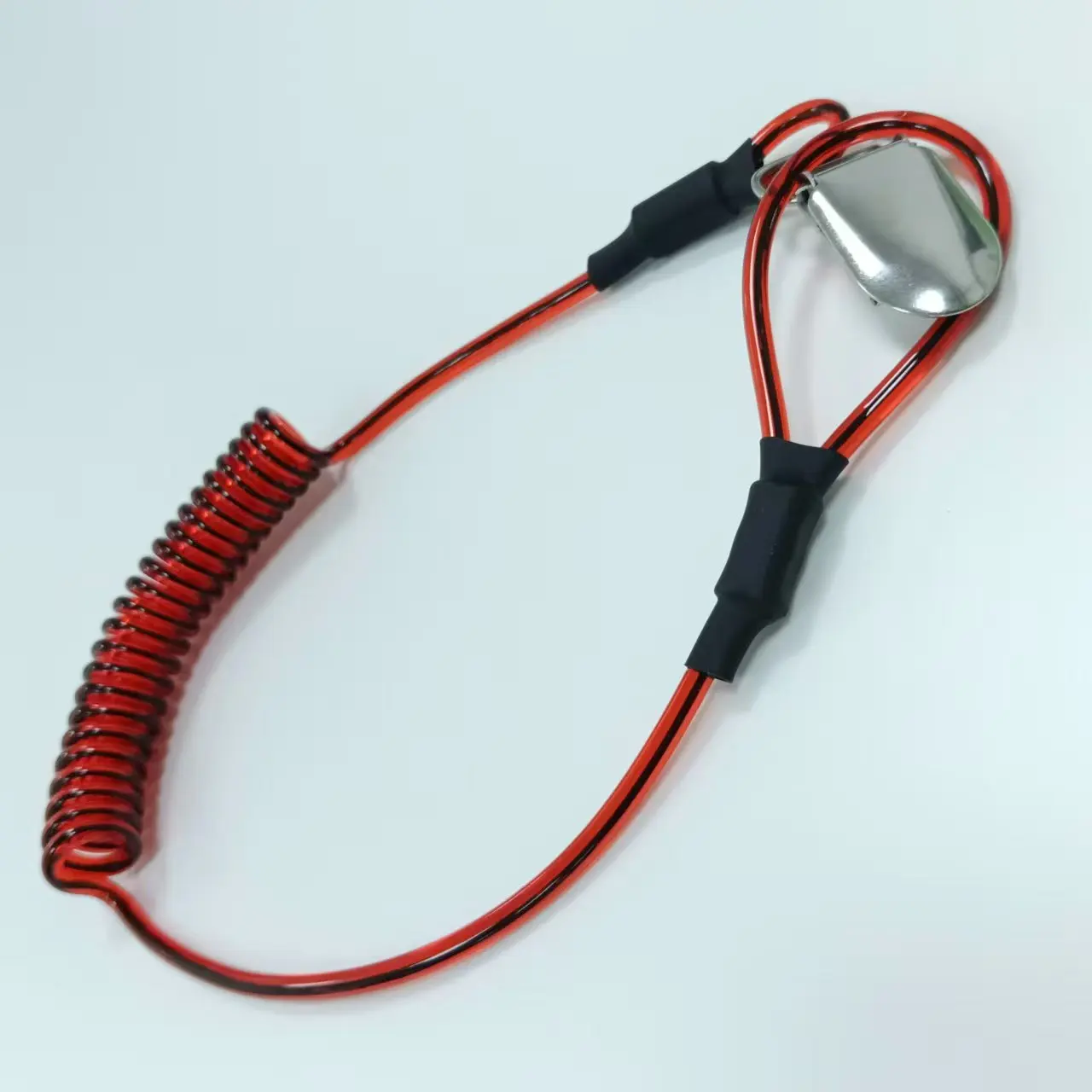 customized TPU spring Steelwire ropes with loop end hard hat coil tether steel cord Tools  coiled braided lanyard