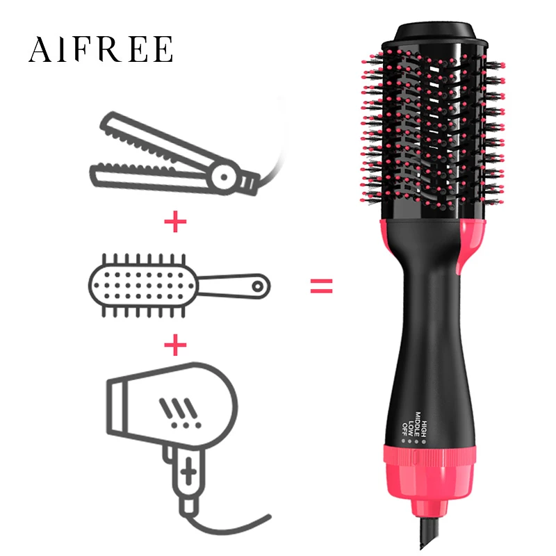 AIFREE одношаговая щетка для сушки волос новый дизайн 3 в 1 завивки объемный керамический горячего