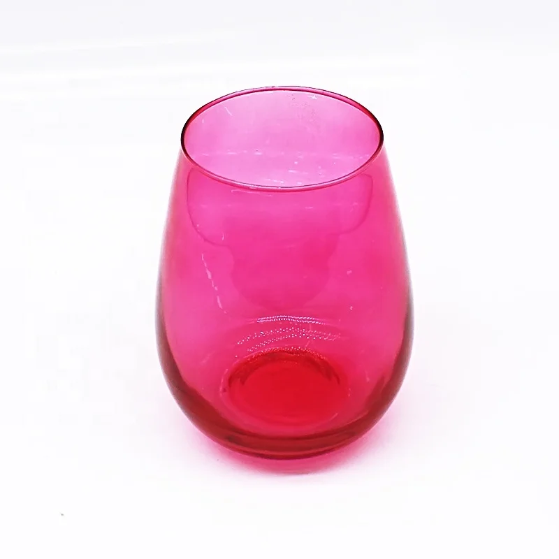 Top Seller Spray Color Stemless Wine Glass Tumbler Water Juice Glass Custom Wine Glass