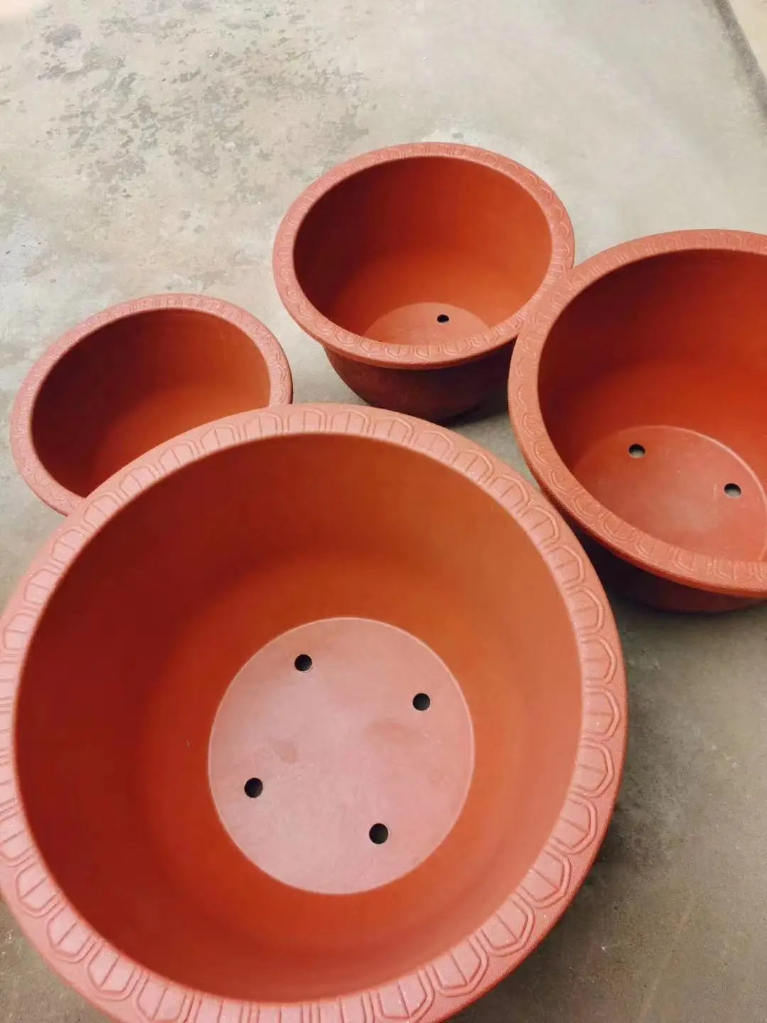 Balcony Garden Patio Large Imitate Copper Flowerpot Plastic Round Lotus Pot