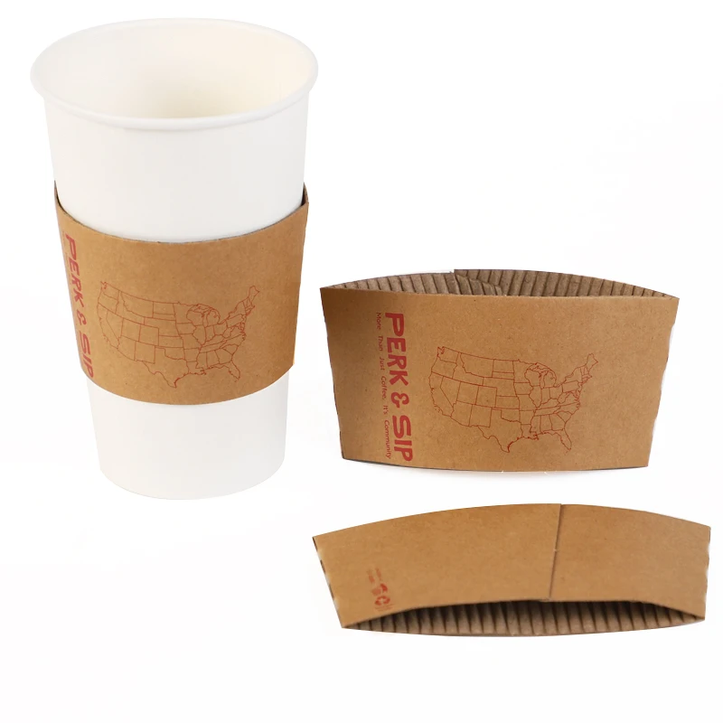 Cup Sleeves for Cold Drinks Custom Hot Coffee Cardboard Lid Handle Thermo Ice Sleeve