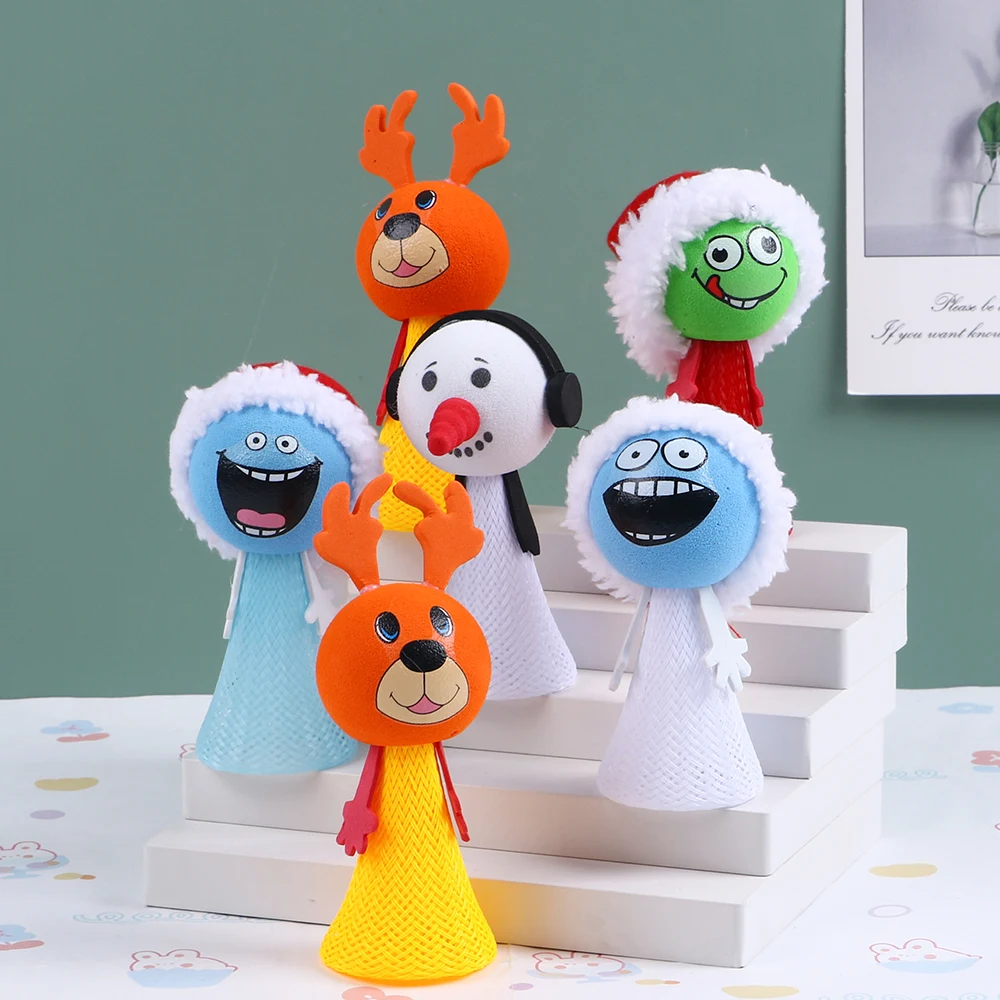 Christmas Party Toys New Kids Stress Release Eva Jumper Spring Smile Face Capsule Novelty Toys Gift