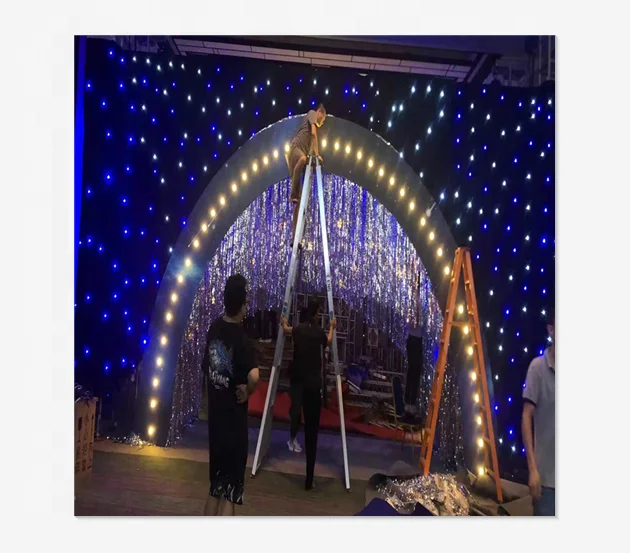 Белая светодиодная звезда занавес Светодиодная звезда ткань для свадьбы фон DJ Вечеринка дисплей