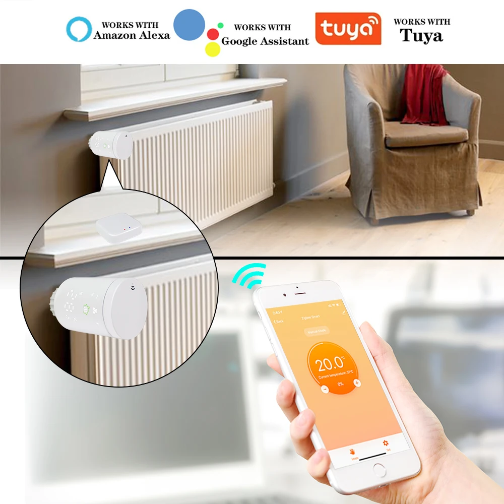 Термостатический клапан Zigbee Tuya Trv термостатический радиатора Smart для радиаторов