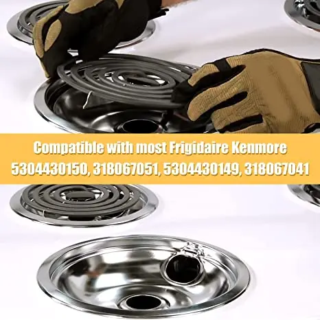 4Pack Stainless Steel Reflector Bowls Universal Drip Pan Kits Gas Stove Burner Rings for Frigidaire 5304430150,318067051