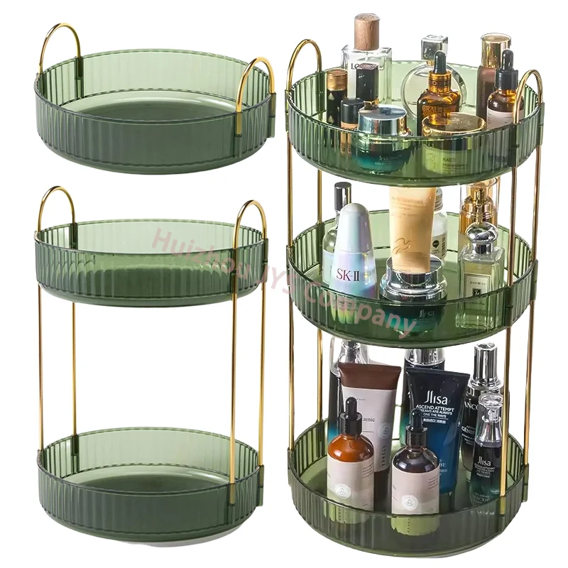 Factory price countertop cosmetics storage Rack 360 degrees rotating makeup perfume organizer multipurpose vanity shelf