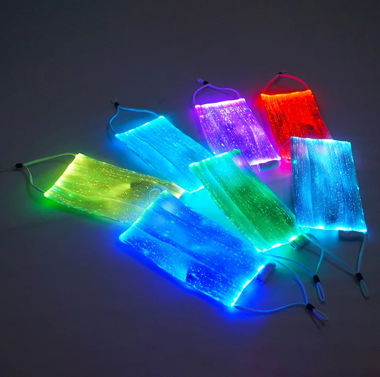 Wholesale Christmas Halloween Mask Breathable Muti-color light changeable Led Flash Glow Party Mask
