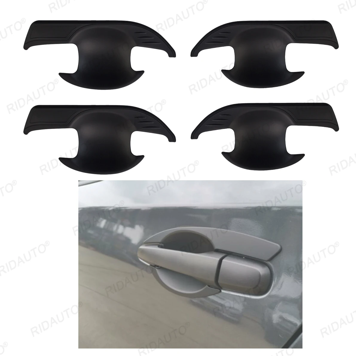 4 Pieces of Black Door Handle Bowl Insert Scratch Cover for Mitsubishi Pajero Sport 2019-2023
