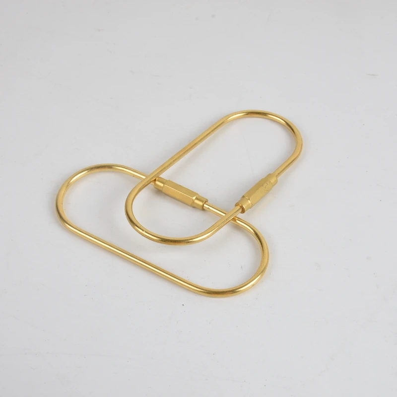 Karwo Oval Shape Brass Keychain Screw Lock Key Ring Carabiner Holder