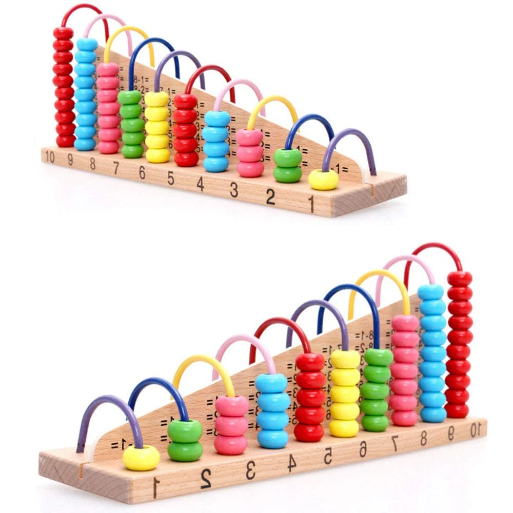 Colorful Rainbow Wooden Abacus Educational Toy Early Learning Arithmetic Montessori Math Toy