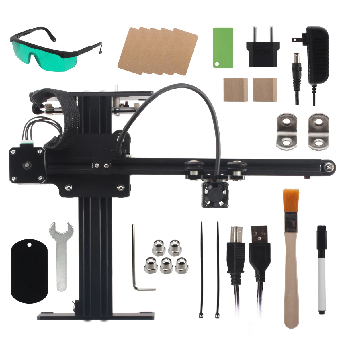 Portable 20W diode laser cutting machine and 170*170mm tire QR code and logo marking engraving machine