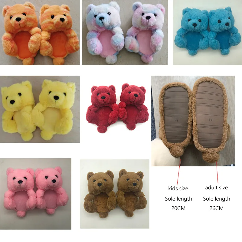 Wholesale Plush Fuzzy Soft Cozy Teddy Bear slippers warm for women girls