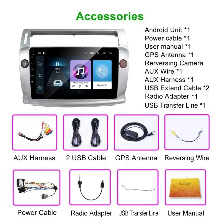 1+16G android  multimedia car dvd player gps navigation video car radio android For Citroen C4 C-Triomphe C-Quatre 2004-2009