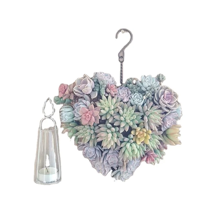 Heavy Duty Heart Shaped Wire Fer Garden Decoration Hanging Potted Planting Tool