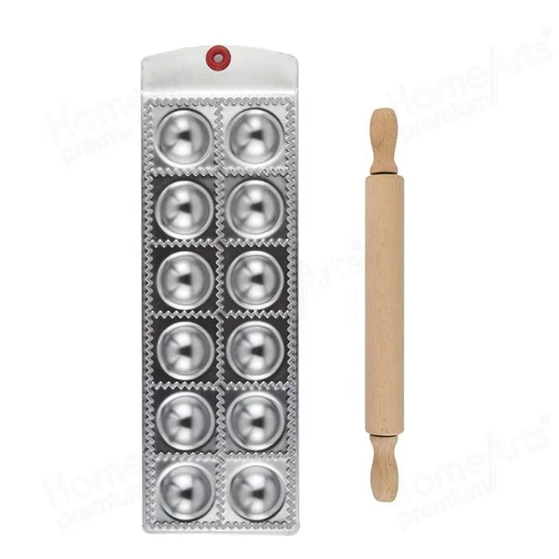 12 Square Holes Aluminum Dumpling Empanada Press Maker With Mini Rolling Pin For Cooking Diy Accessories