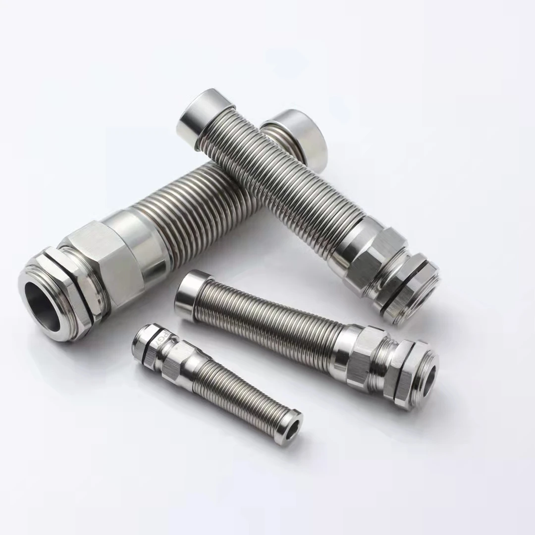 Pg7 Bend Proof Anti Kink Protection Stainless Steel Cable Glands Ip68 Liquid Tight Spiral Flex Cord Grips Connectors