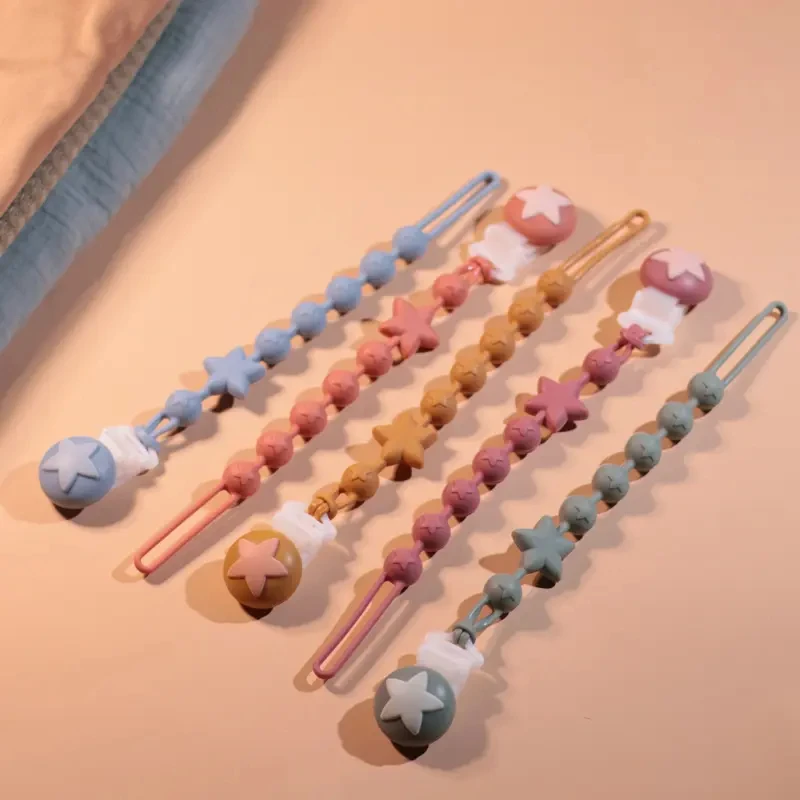 Customized Color Food Grade Silicone Baby Pacifier Wholesale Pacifier Clip Chain High-quality Baby Silicone Teether Chain