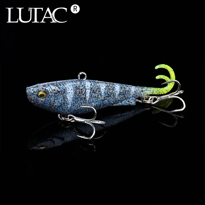 LUTAC Fishing Soft Lures Soft Vibe Lure Bait TPE Plastic YY02B 65mm 10g Sinking Vib Soft Lures