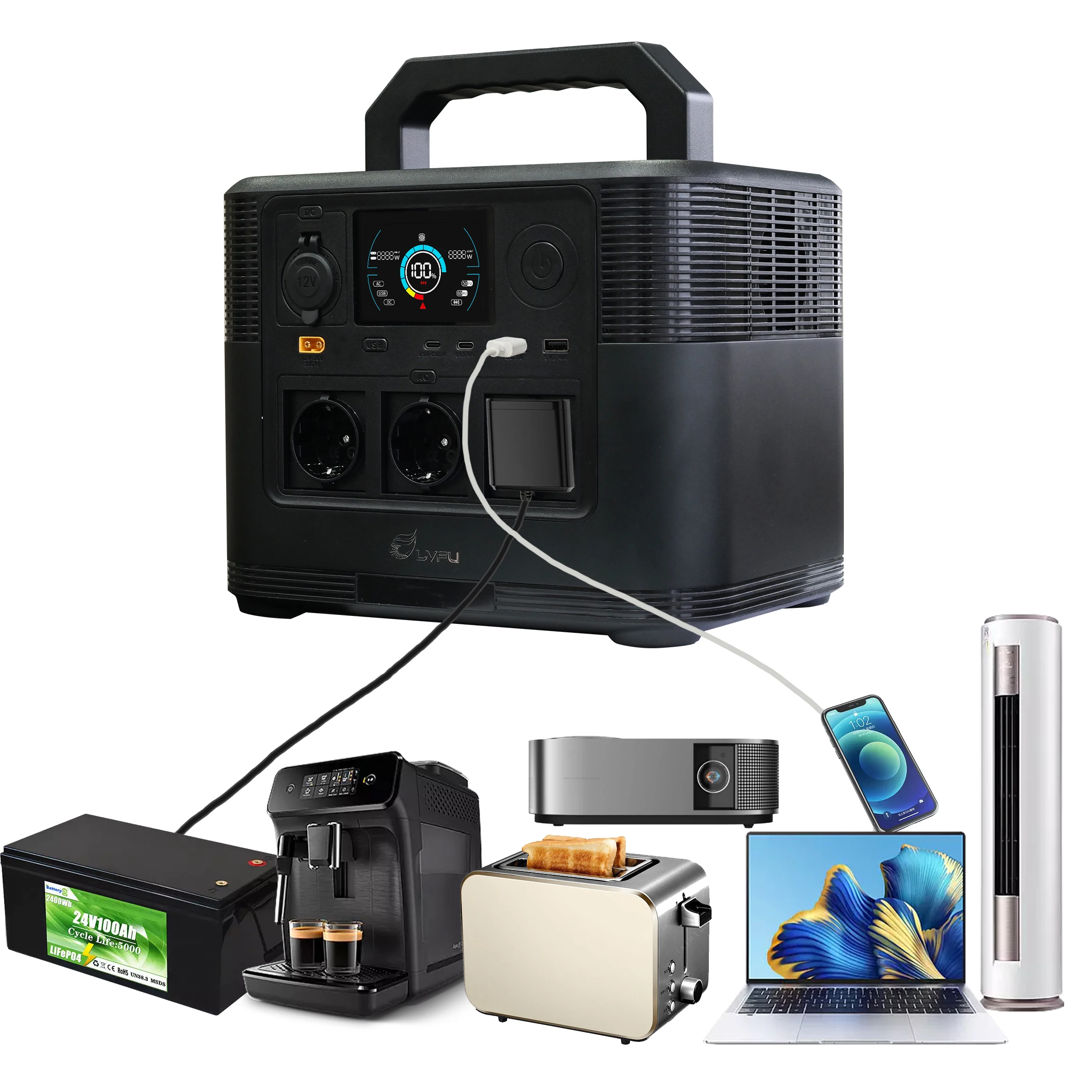 220v 1200w 1500w 2500w solar generator pure sine wave portable power battery station system outdoor solar 1000w