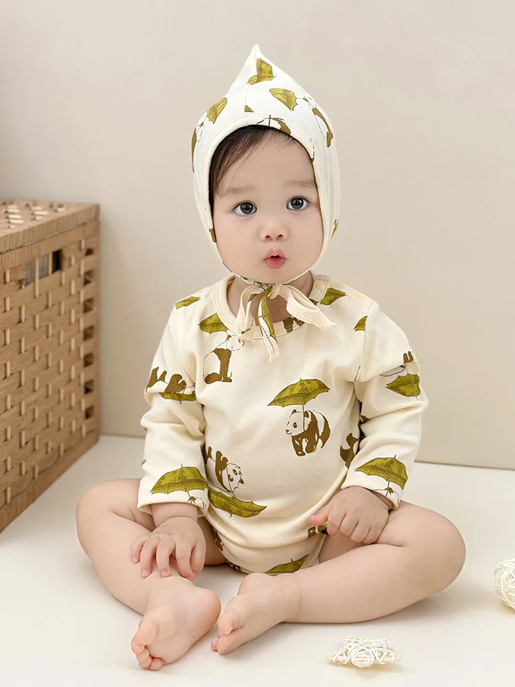 Fall newborn baby clothes organic 100%  cotton baby crawl suit newborn long sleeve bodysuits
