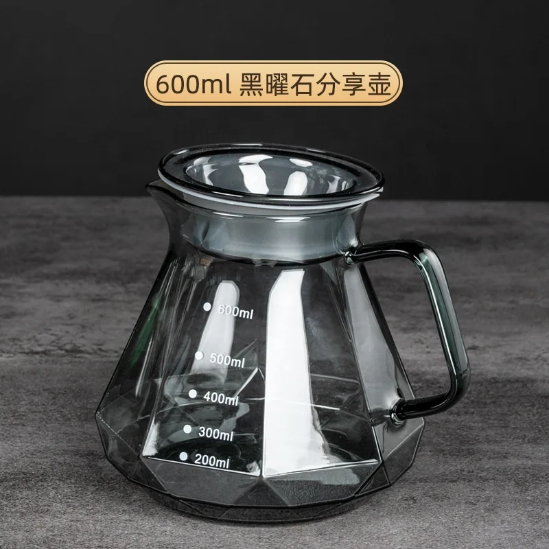 Cross-border Hot Selling Obsidian Diamond Hand-brewed Coffee Sharing Pot with Scale Coffee Portable Pot