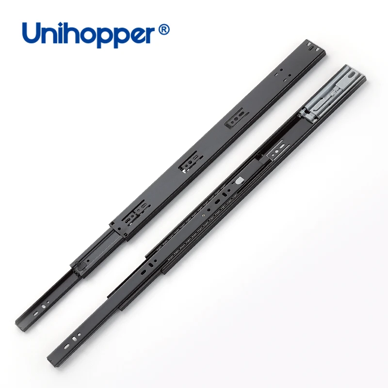 Unihopper 45mm Drawer Telescopic Channel Slide Rail 3 Fold Ball Bearing Push to Open Drawer Slide