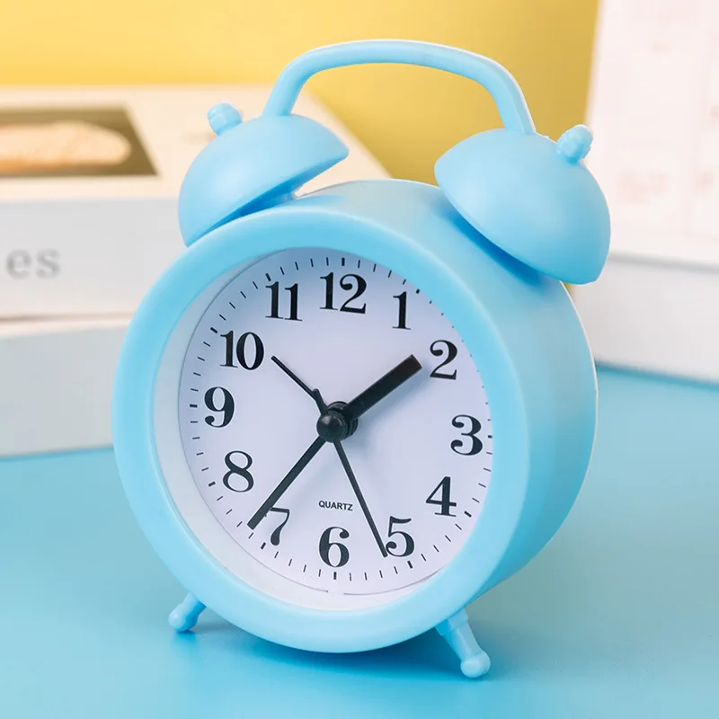 Double Ling Decorative Small Table Clock Cartoon Bedside Student Digital Clockwise Small Alarm Clock Learning Reminder Alarm Tab