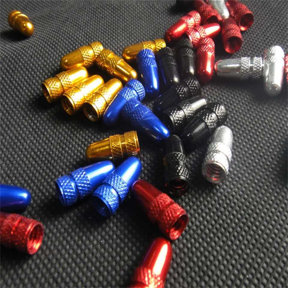 YOUME Aluminum Alloy Valve Caps Car Racing Bike Valve Adapter Bicycle Tire Wheel French Air Valve Cap Bicycle Accessories