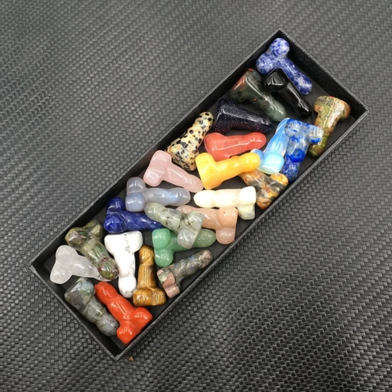 30MM Natural Crystal Carvings Mini Carved Crystal Penis Bulk Gemstone Dildo For Girls Gift