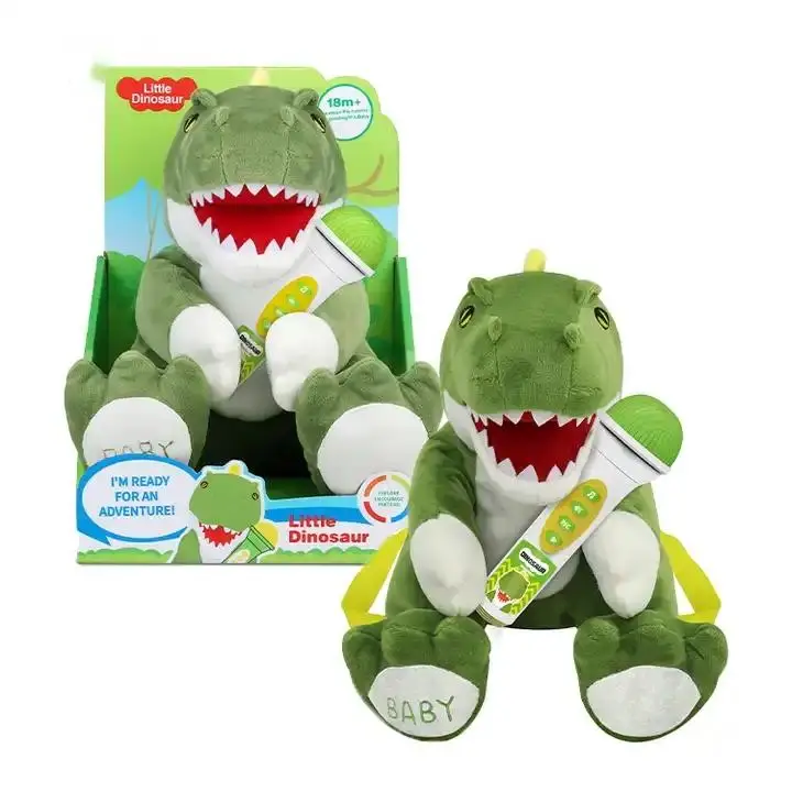 Custom New Small Dinosaur Soft Toys Christmas Gift for Kids Plush Stuffed Animal Cute Dinosaur Toy With Microphone